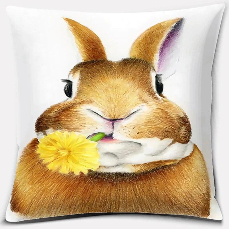 Cute Rabbit Series Pattern Pillowcase Square  Home Office Decoration