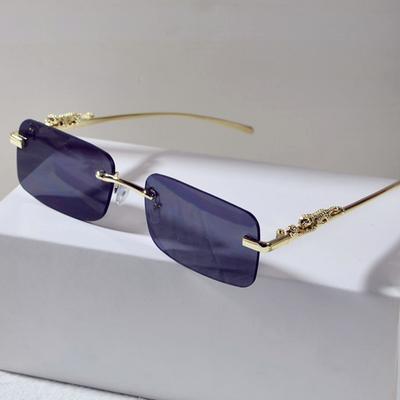 Klasické Retro Pánske Dekoratívne Slnečné Okuliare s Leopardou Hlavou Módne Dámske Bezrámové Oválne Slnečné Okuliare Ochrana UV400