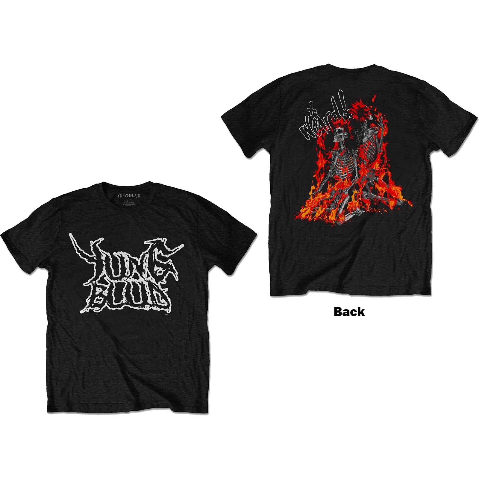 Yungblud T-Shirt: Weird Flaming Skeletons (Back Print) OFFICIAL NEW XL