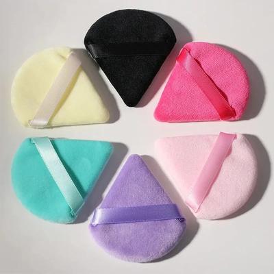 2/6 pezzi triangolo soffio di cipria mini trucco viso spugna cosmetici cotone morbido soffio di cipria lavabile velluto trucco soffio strumenti