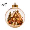 3D Winter Scene Baubles Glowing Christmas Story Ornament Light-Up Ball with Warm LED Light Mini Holiday Acrylic Festive Tree in Clear Hanging