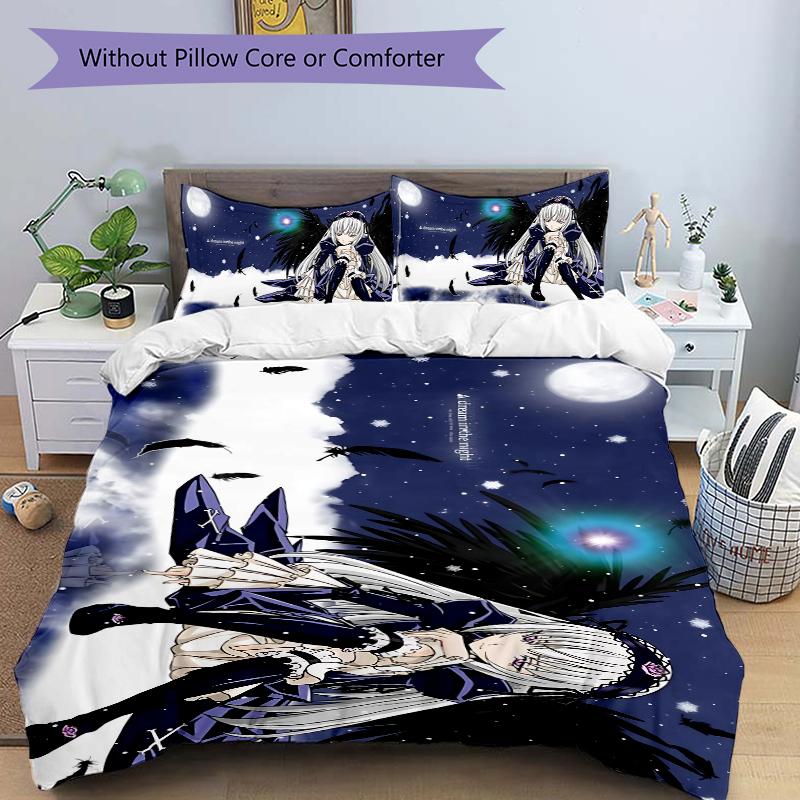 Ethereal Angel Moonlight Printed 3pcs Bedding Set Soft Microfiber 1 Duvet Cover And 2 Pillowcases Home Bedroom Decor Xmas Gift K1878