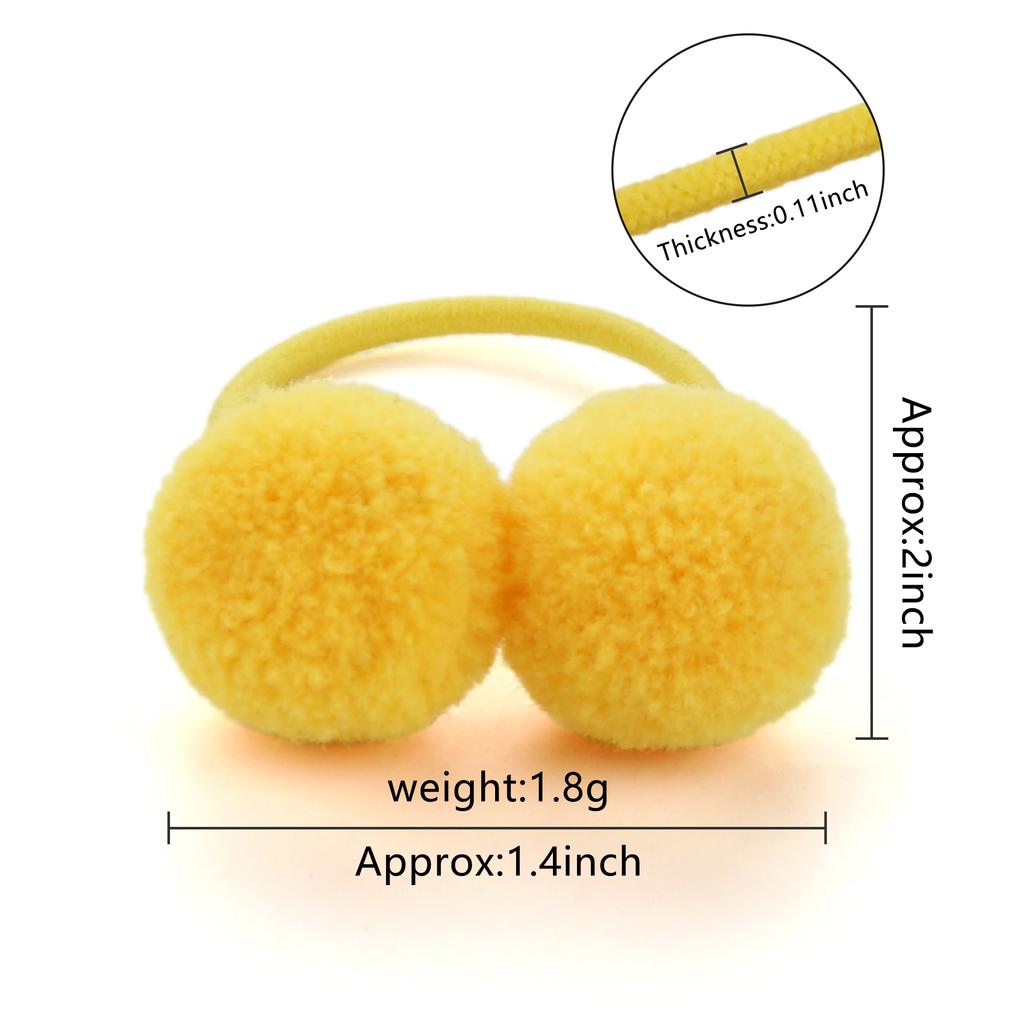 20 Stück 1,4" Kleine Solide Doppelte Fellkugel mit Elastischem Seil Handgemachtes Band für Kinder Mädchen Haaraccessoires