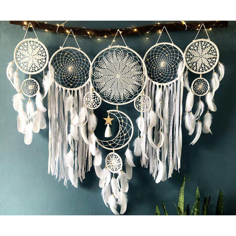 Handmade Indian Dream Catcher Feather Wind Chime - Creative Wall Hanging for Bedroom or Homestay Decoration