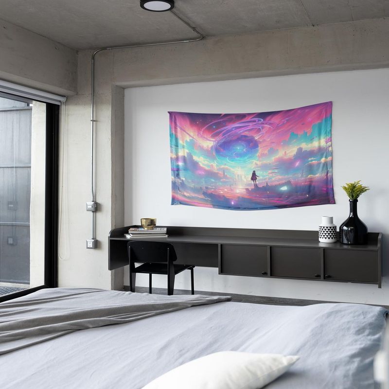 Starry Night Landscape Tapestry Psychedelic Colorful Wall Art Van Gogh Style Aesthetic Home Decor