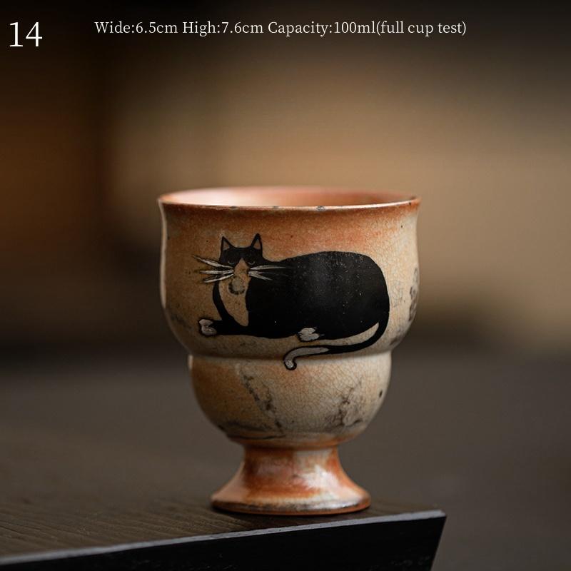 60ml Cute Zhi Ye Cat Teacup Chinese Ru Yao Ceramic Opening Cup Pottery Beautiful Cups Tea Cup Set Teaware For Tea Ceremony