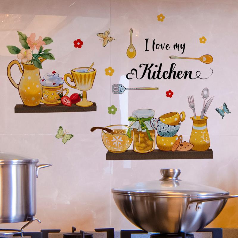 English Kitchen Bee Butterfly Cartoon Wall Sticker Classic Background Wall Living Room Bedroom Decoration Wall Sticker 30x60cm