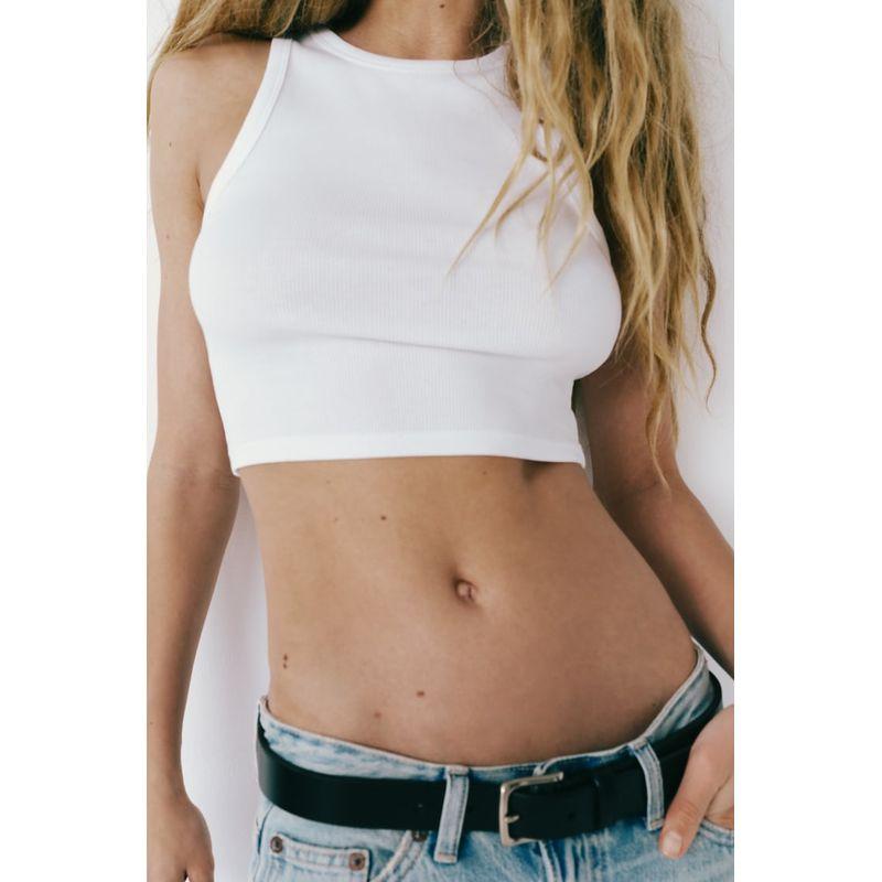 Spring New Arrival Fashion Style Fashionable Stylish Outfit Slim round Neck Sleeveless Short Tops 3253324