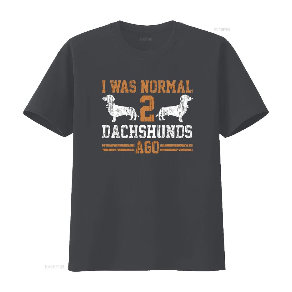 Dachshund Wiener I Was Normal 2 Two Dog Vintage T Shirt Sweat 14155 Vintage Slightly Graphic Streetwear Casual Homme