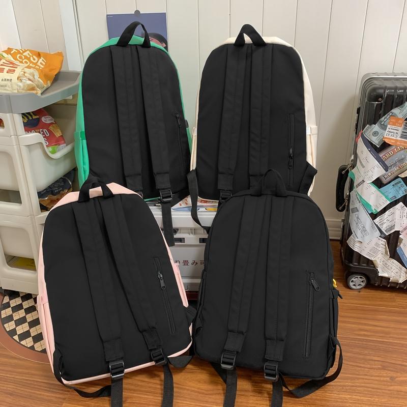 Female Solid Color Backpack Junior Senior High School Student Schoolbag Large Capacity Backpack Girls