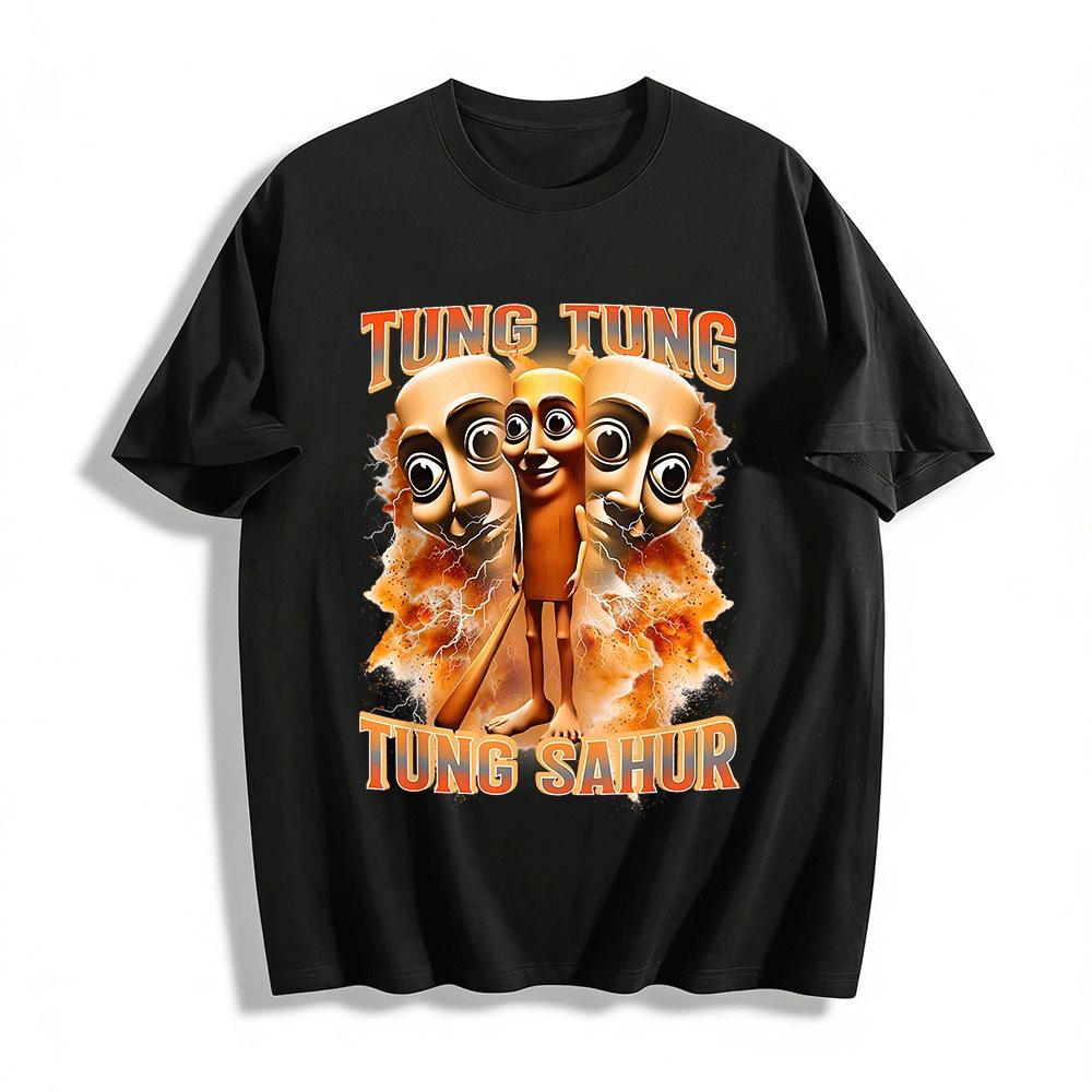 

Funny Hammer Man Print Top Ramadan Sahur Themed Casual T-Shirt Pure cotton T-shirt XXS