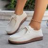 Fashion Plus Size Flat Single Shoes Fall New Round Toe Deep Mouth Front Lace-Up Soft Sole Non-Slip Low Top Shoes