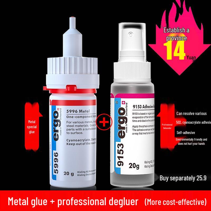 Swiss Metal Glue: Strong Adhesion for Aluminum, Iron, Stainless Steel - Solder-Free Welding Replacement.