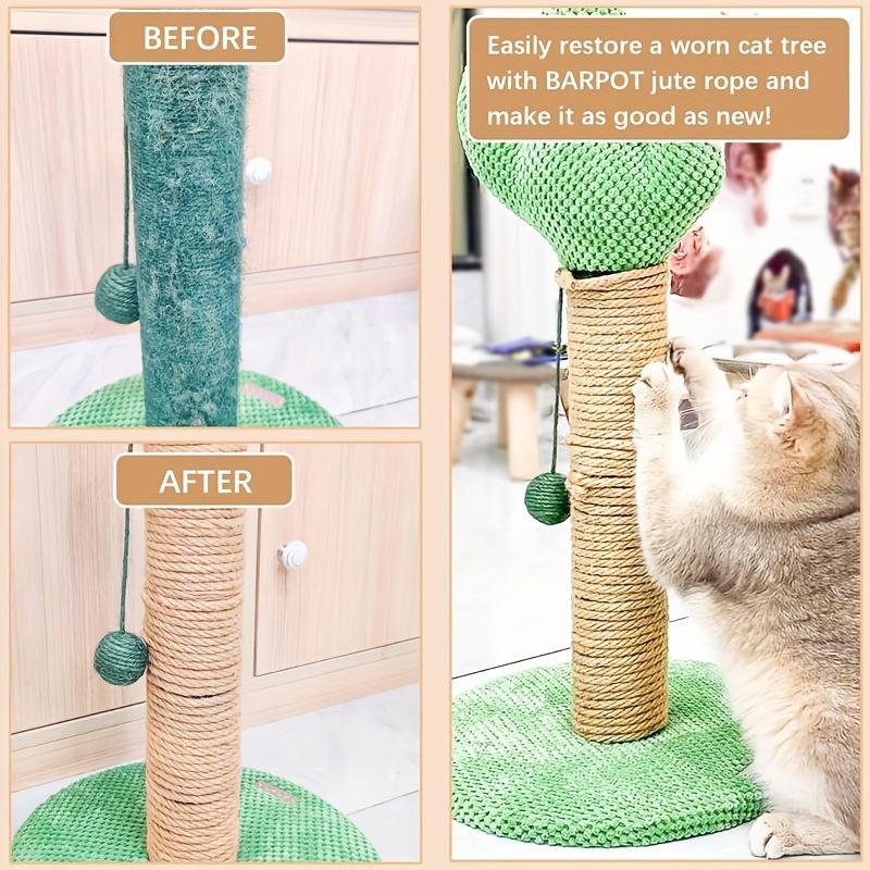 33ft Natural Jute Scratching Post Replacement Rope- 1/ 4inch Odorless Jute Rope, Suitable for Trees and Towers