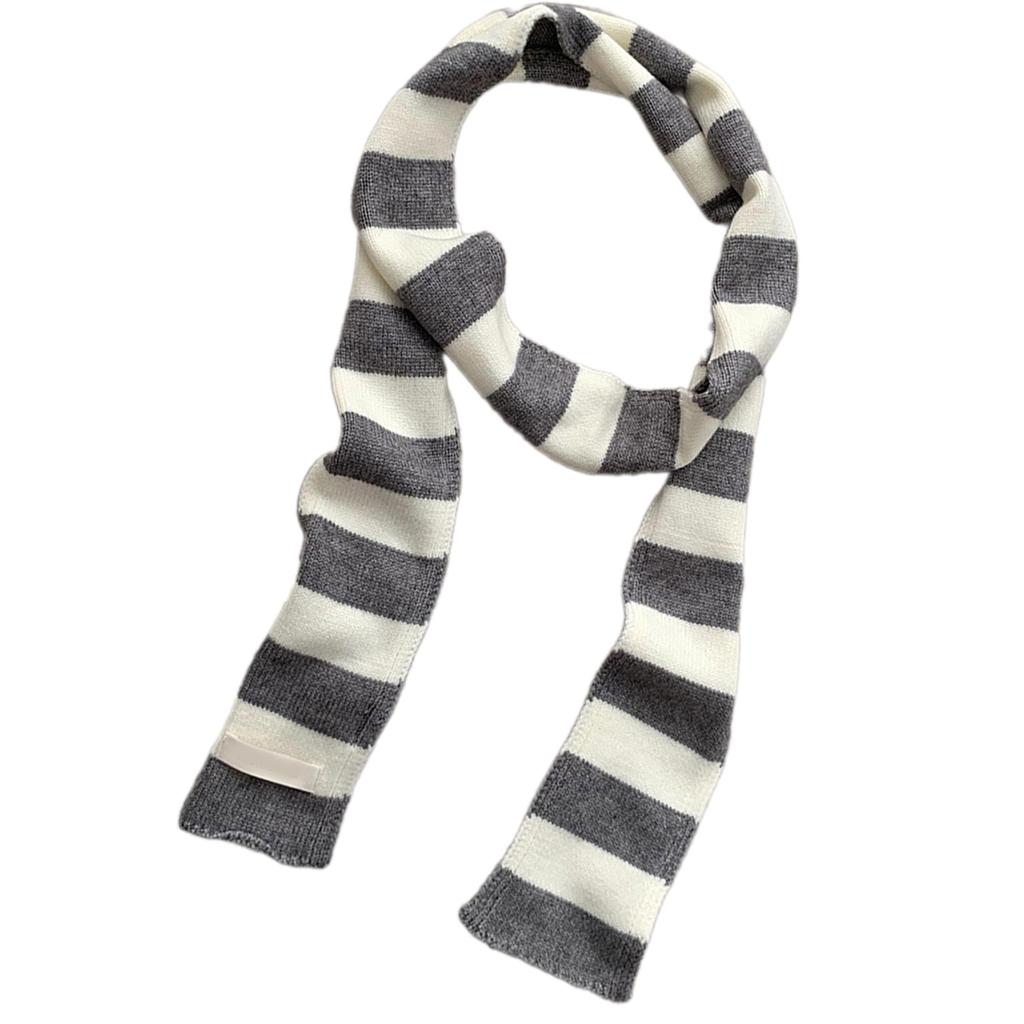 Handmade Knitted Striped Scarf for Female Girl Y2K Long Neck Scarf Spring Autumn Narrow Thin Scarf Harajuku Neck Wear