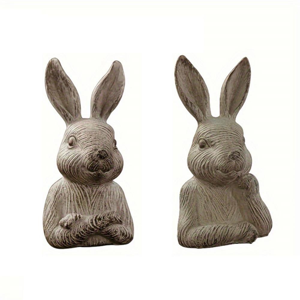 

2 шт. Милые фигурки кроликов, ручная работа, смола, украшения в виде кроликов до половины тела, реквизит для фото 2Pcs/set