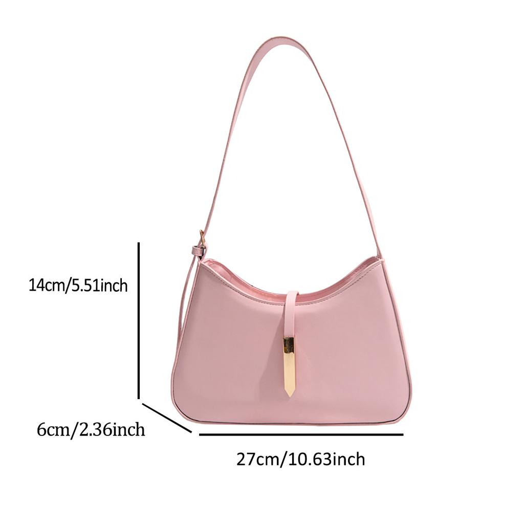 Minimalist Fashion Solid Color Large Capacity Single Shoulder Underarm Bag Belt Buckle Decorative Handbag Commuting Gatherings