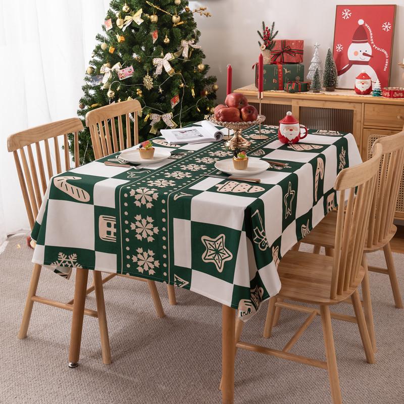 Polyester Printed Christmas Christmas Flower Deer Tablecloth Decorative Coffee Table Tablecloth Waterproof Dining Table Cloth
