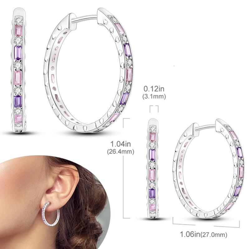 Original 925 Silver Hoops Earrings Zircon Pave Colourful Hoop Earrings For Women Fashion Jewelry Gift