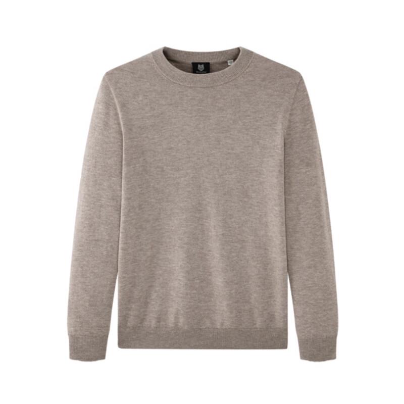 Septwolves Men's Seamless Round Neck 100% Wool Sweater