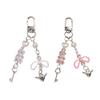 Cute Heart Lock Bear Bead Pendant Keychain Hanging Decoration for Keys Bag Purse
