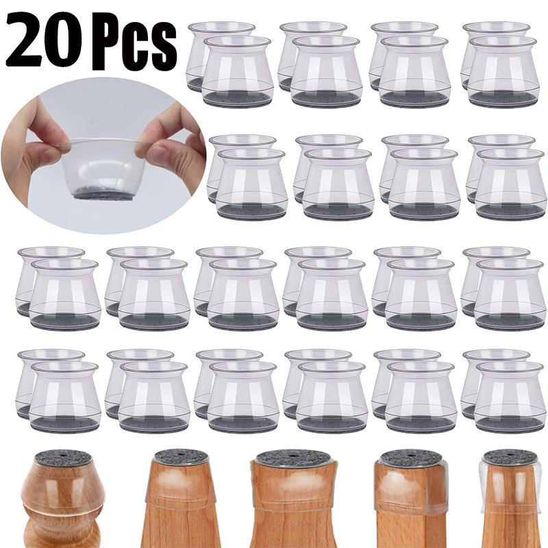 20-Piece Silent Anti-Slip Furniture Leg Covers - Wear-Resistant and Anti-Shedding Pads for Tables and Chairs