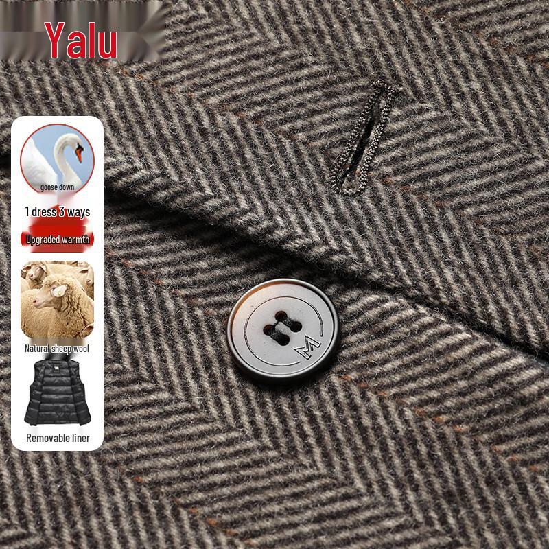 Yalu Men's Goose Down Wool Blend Business Casual Blazer