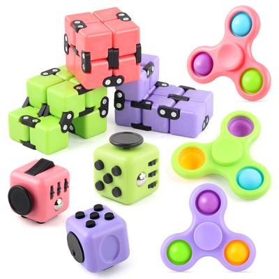 3PCS Pack Cube Hand Spinner Decompression Toy Autism ADHD Anxiety Stress Relief Sensory Toys for Kids Adults Juguetes