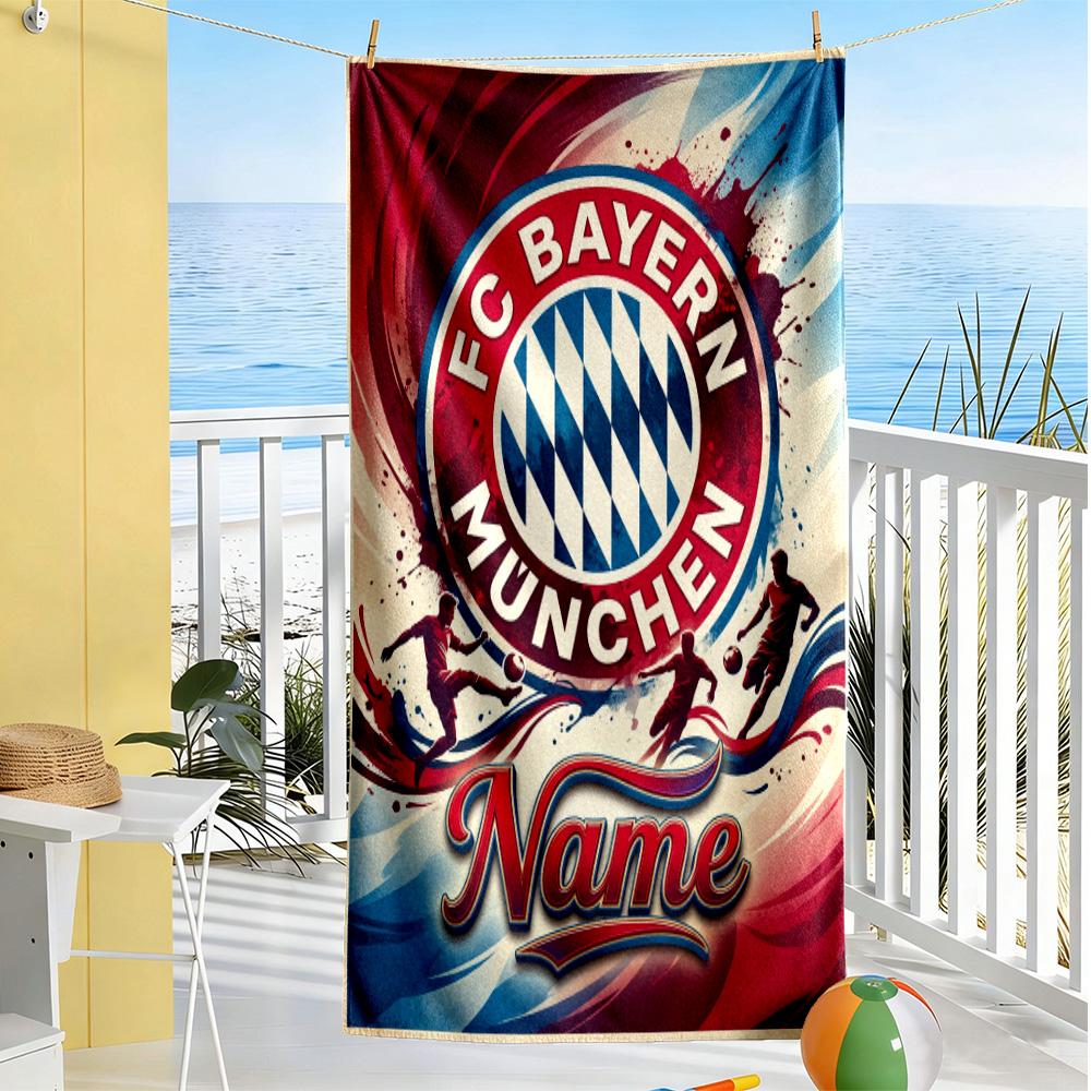 Bayern Munich Poster Customize Your Name Beach Towel Super Soft Microfiber Quickdry Fabric
