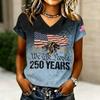 Women's V-Neck Casual Letter Print Short Sleeve T-Shirt, Fashion Graphic Tee Top