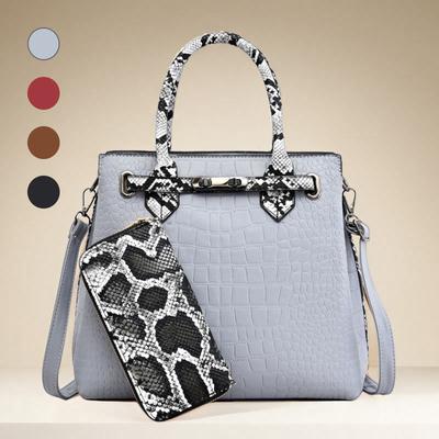 New Fashion Light Luxury Women's Handbag Large Capacity Crocodile Pattern Shoulder Bag Crossbody Bag Luxury Snake Pattern Wallet