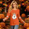 Women's Casual Three-Quarter Sleeve Halloween Print Neck Top