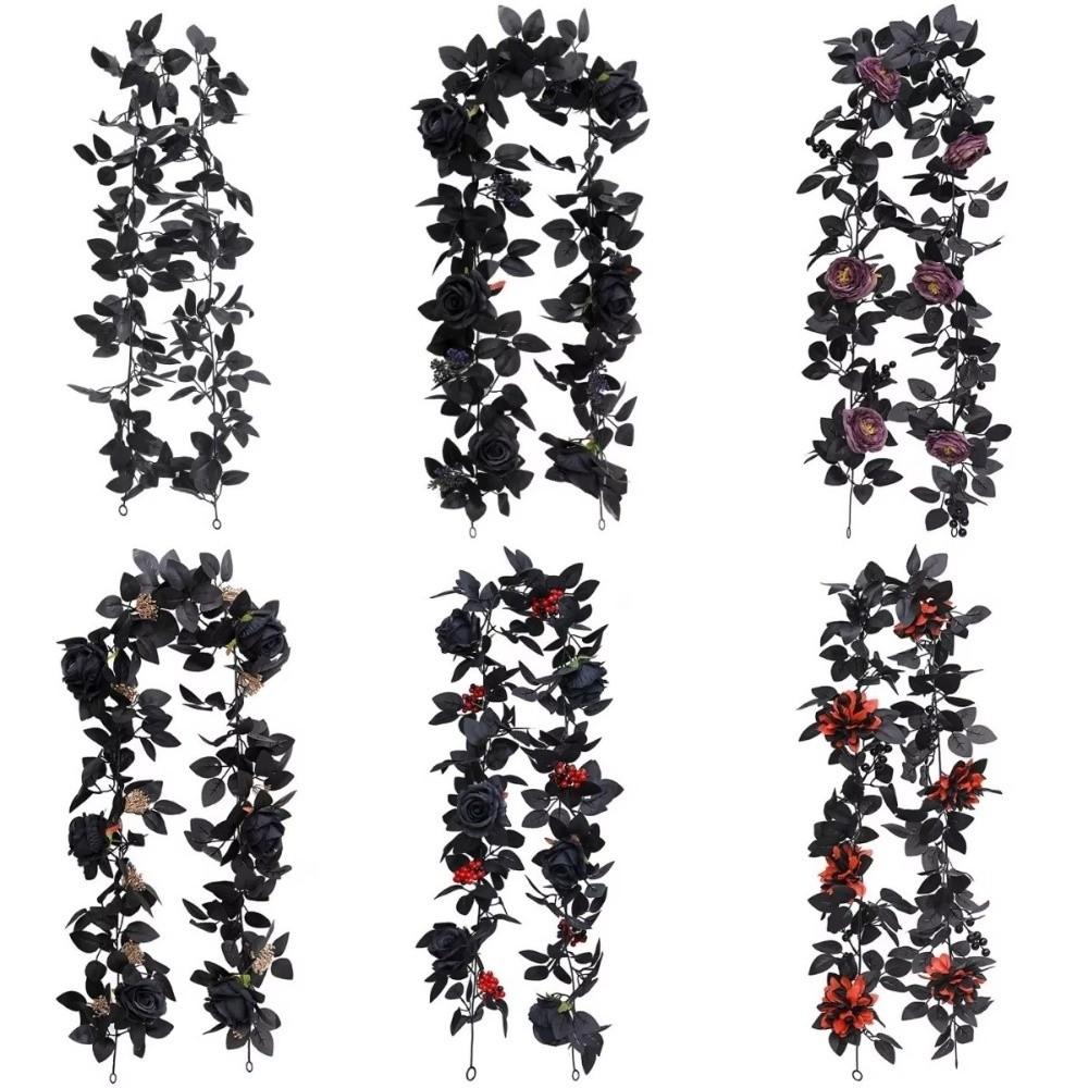 Environmental PPC Artificial Flowers Black Rose Leaves Long Strip Simulated Rattan Different Sizes Artificial Hanging Vines