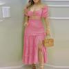 Autumn 2026 European-American Color Block Print Vest & High Waist Split Long Skirt Set 661