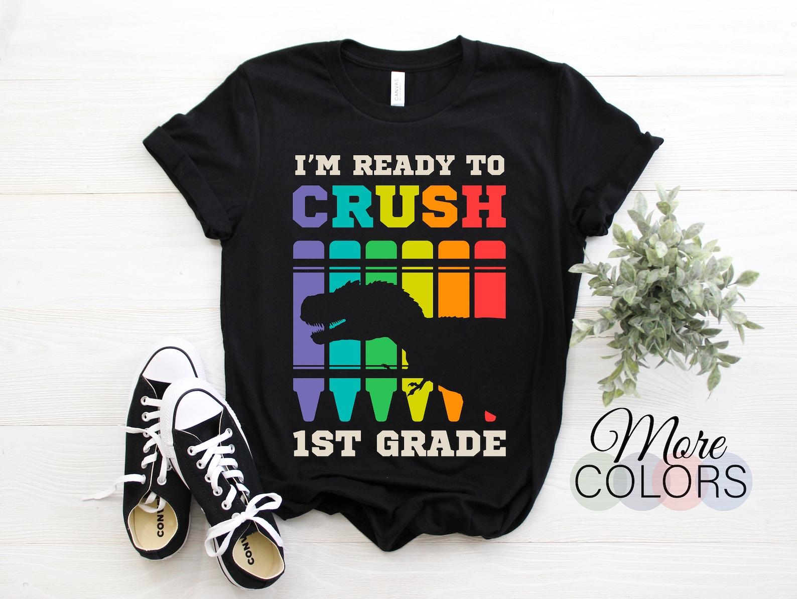 1st Grade Level Complete Tyrannosaurus Dinosaur Dino T-Rex Lover Graduation Class School Graduate Gifts Gamer T-Shirt, First Graduated Boys, 110