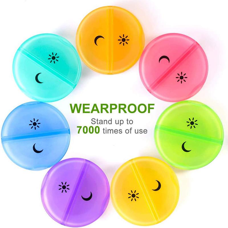 Abnehmbares wöchentliches Regenbogen-Pillenetui, Reise-Pillendose, Tragbarer 7-Tage-Medikamenten-Tabletten-Organizer, Behälter-Spender, 14 Fächer