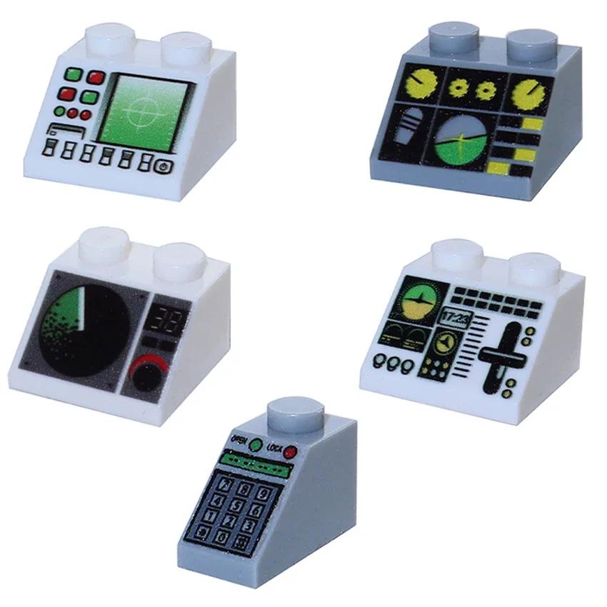 Ungiftige Bedruckte 2x2 1x1 1x2 3069 3039 Messgeräte Bedienelemente Center Radarbildschirm Tastatur Muster Fliese Schräge Bausteine Ziegel Stadt Moc Teil