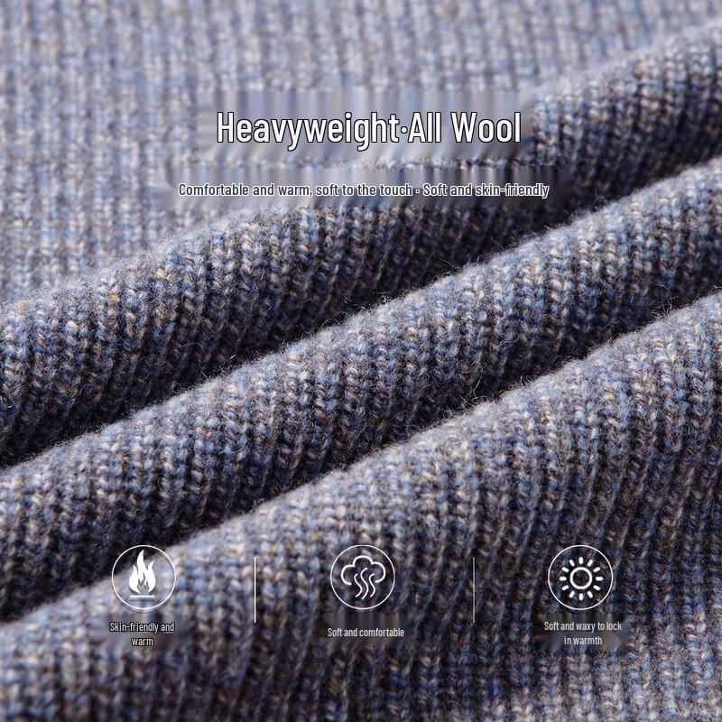 Hodo Men's 100% Merino Wool Heavyweight Crew Neck Sweater