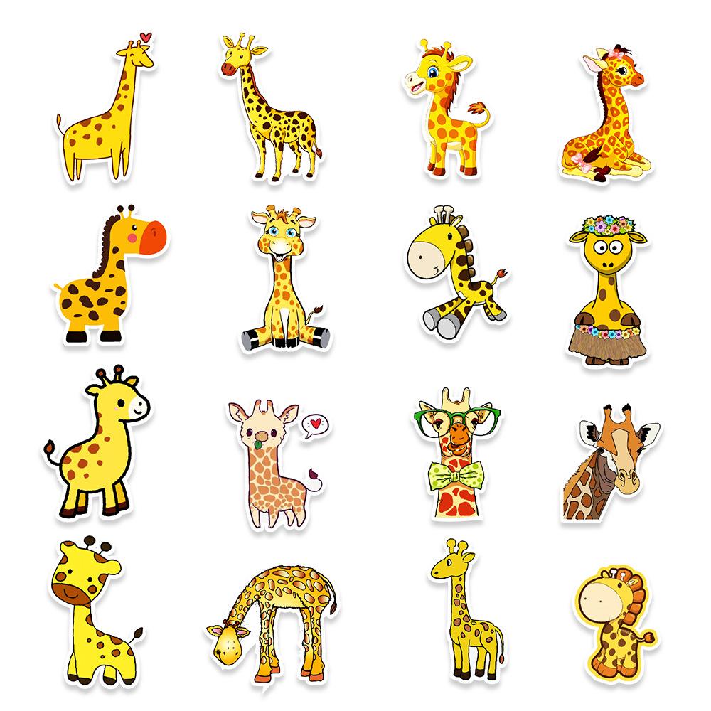 50 Giraffe Cartoon Stickers Laptop Tablet Guitar Decorative Stickers
