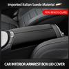 Top Suede Car Armrest Box Lid Cover For Mercedes Benz E-Class 2016- Central Control Protection Pad Interiors Moulding Trim