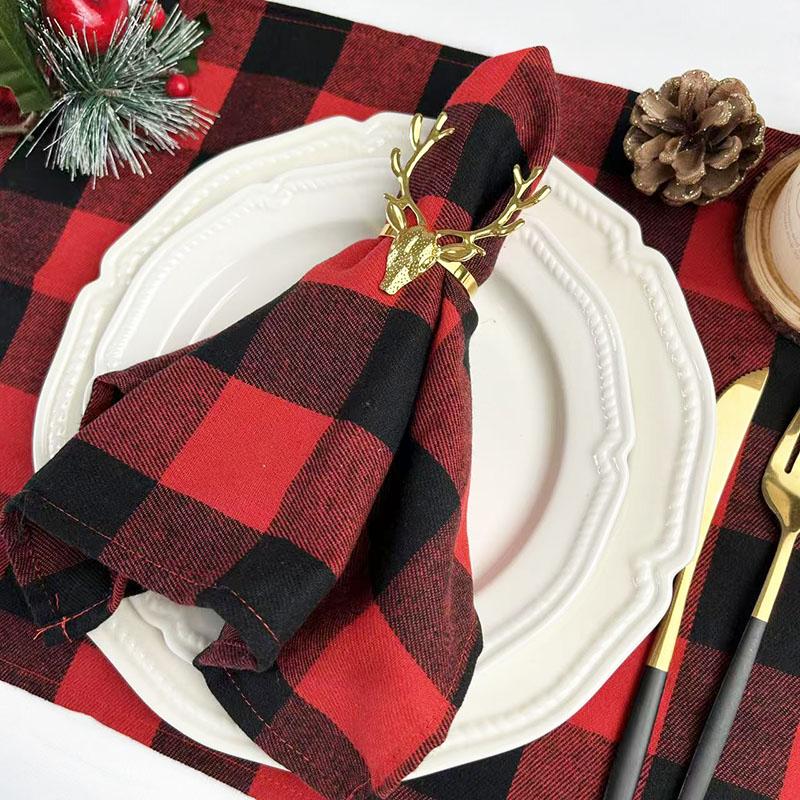 12Pcs 30x45cm Christmas Plaid Cloth Napkins,Washable Reusable Cloth Table Dinner Napkins for Wedding,Parties,Dinner Celebration