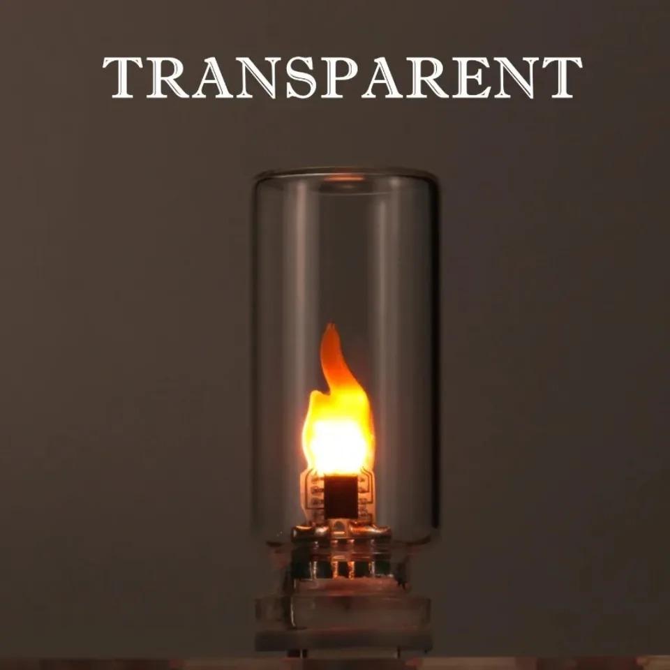 USB Flame Flickering LED Frosted Clear Glass Candle Night Light Simulated Flame for Car Home Room Laptop PC Festival Decoration