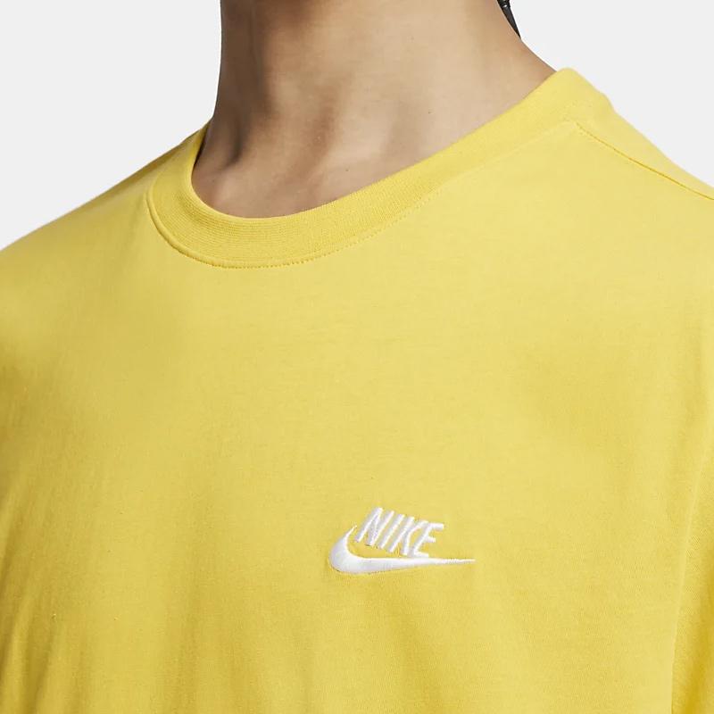Nike Embroidered Logo Crew Neck T-Shirt Men Tops Yellow AR4999-709