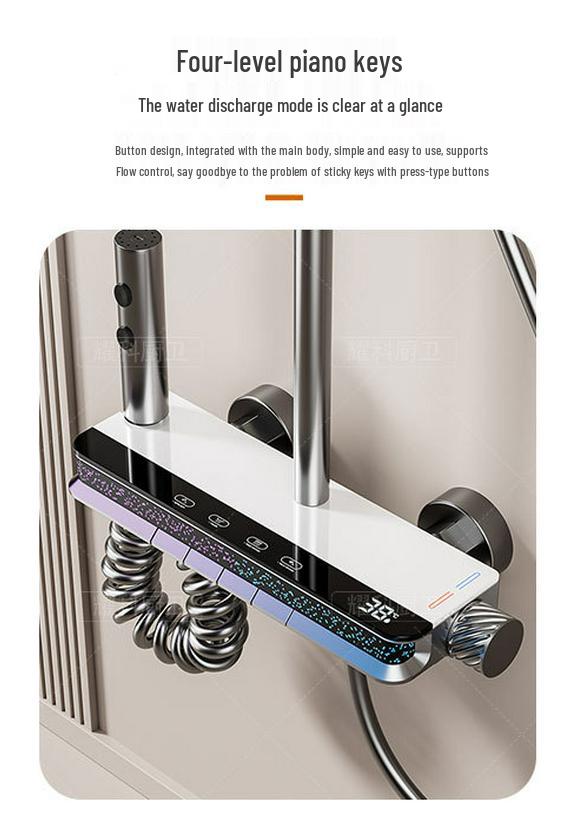 Smart Digital Display Copper Shower Head Set with Constant Temperature & Concealed Design