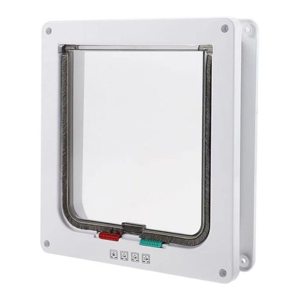 

Cat Flap Door for Interior Exterior Doors Windows Magnetic 4 Way Lock ABS Plastic Pet Gate Safety Entry Exit for Cats Dogs S