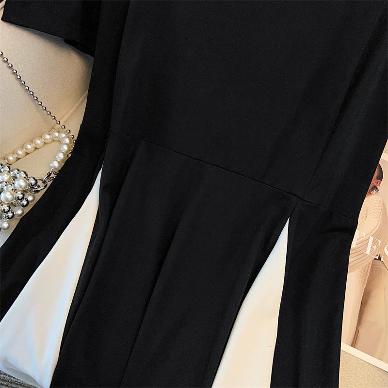 Plus Size Slimming Loose Short-Sleeve Mid-Length Dress - Women's Round Neck (Sizes 200/300/350-9111)