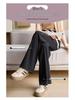 2024 Spring/Summer Maternity Wide-Leg Drawstring Pants - Long, Straight-Leg, No Belly Support, Casual Fit