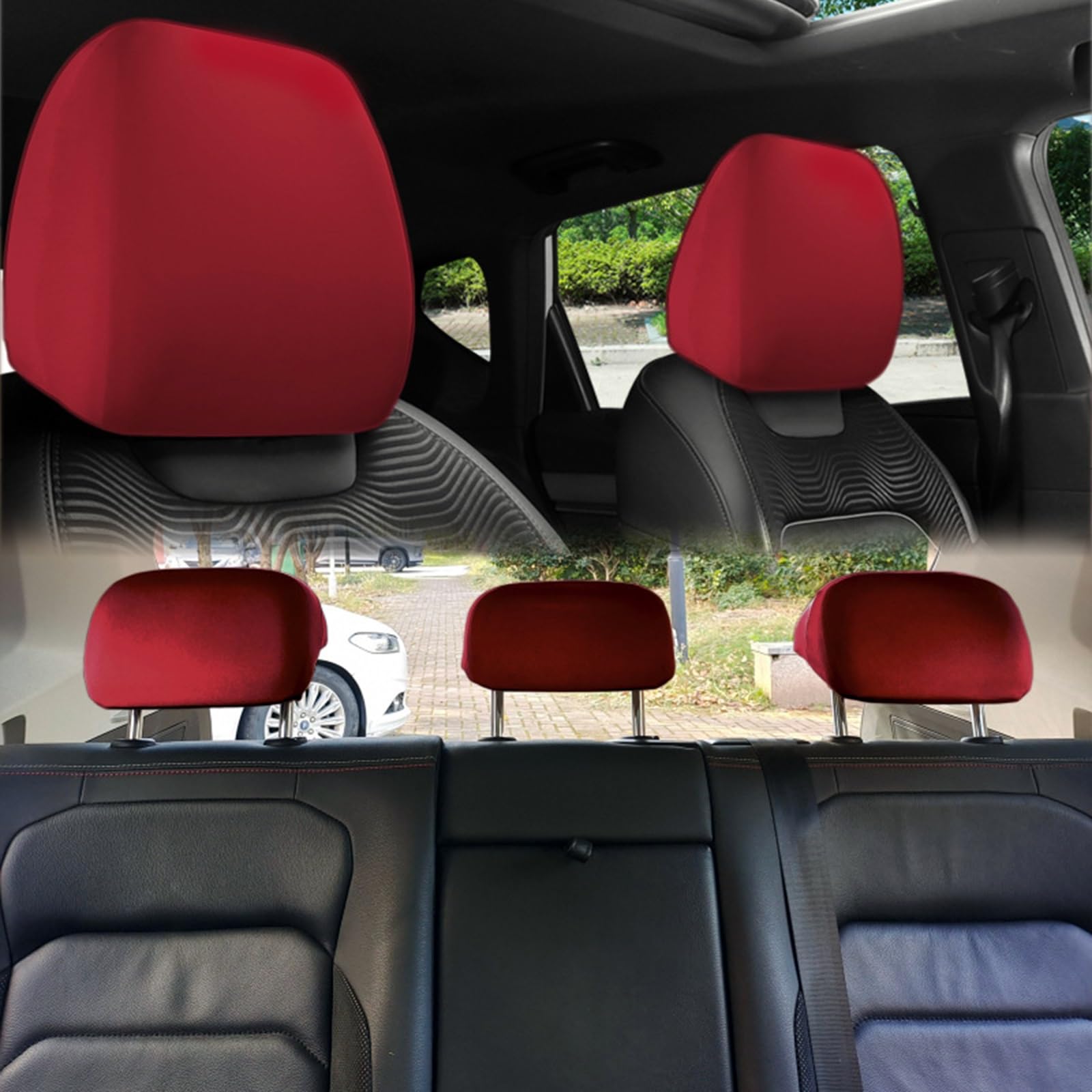 

Совместимо с Honda CR-V/Freed/Step Wagon/Odyssey/Crossroad, Чехол на подголовник для автомобиля, Эластичный 5 front and back красный