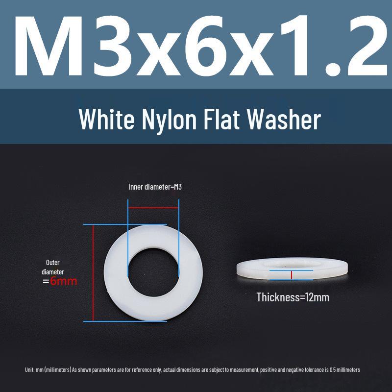 Yigu High-Temperature Wear-Resistant White Nylon Flat Washer, Sizes M2-M24