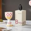 Shangqi Pink Checkerboard Bear Goblet Mug